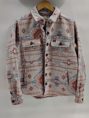 Yee Yee Aztec Wool Blend Button Down Jacket Size Large Pink Blue Western Vibe